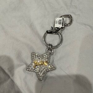 Juicy Couture Sparkling Silver Star Keychain with Gold Accent